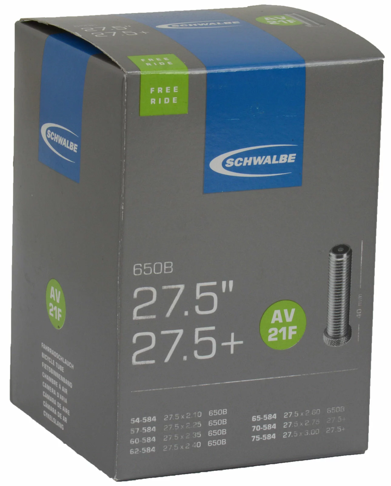 Schwalbe AV 21F Chambre à Air Pour 27,5" / 27,5"+ Freeride 3 Schwalbe AV 21F Chambre à Air Pour 27,5" / 27,5"+ Freeride